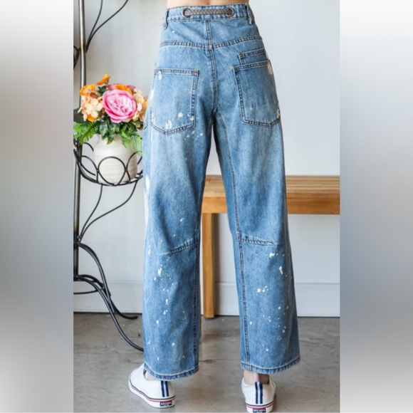 Oli & Hali washed denim jeans distressed drawstring waist Small NWT - Picture 3 of 6